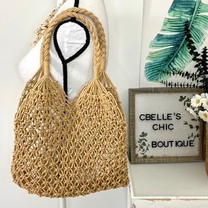 Boho Woven Shoulder Grocery Bag